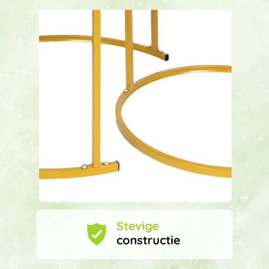 Casamoda Salontafel set van 2 - Bijzettafels Rond - Glas - Goud - Ø 70/50 cm