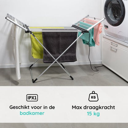 Eleganca Elektrisch Droogrek - Verwarmd Wasrek - Elektrisch Wasrek - Zilver