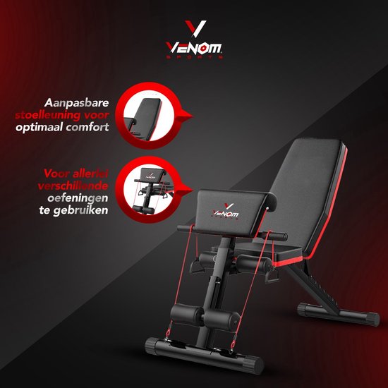 Venom Sports 4 in 1 multifunctionele trainingsbank zwart