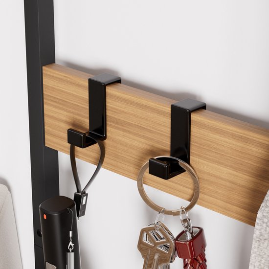 Casamoda Wandgarderobe - Garderoberek - Kapstok met Schoenenrek - Metaal / Hout - Goud Eiken / Zwart - 80 x 40 x 180 cm