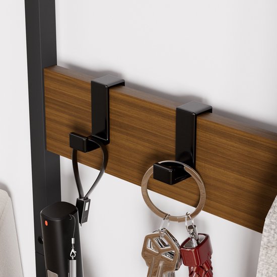 Casamoda Wandgarderobe - Garderoberek - Kapstok met Schoenenrek - Metaal / Hout - Walnoot - 80 x 40 x 180 cm