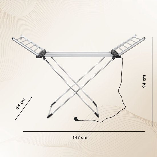 Eleganca Elektrisch Droogrek - Verwarmd Wasrek - Elektrisch Wasrek - Zilver