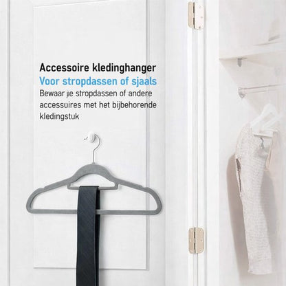 Nancy's Eleganca Kledinghangers - Set van 50 - Kleerhangers - Met Broeklat - Ansi-slip - Grijs - Kunststof