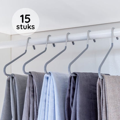 Nancy's Toscanella Luxe Broekhangers - Set van 15 - Kledinghangers - Anti-slip - Metaal - Grijs