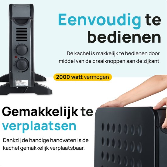 MOA Convector Kachel - Portable Heater - Elektrische heater - Zwart
