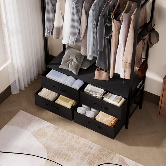 Casamoda Kledingkast - Wandgarderobe - Opbergkast - Kleerkast - Kapstok - Zwart - 100 x 40 x 180 cm