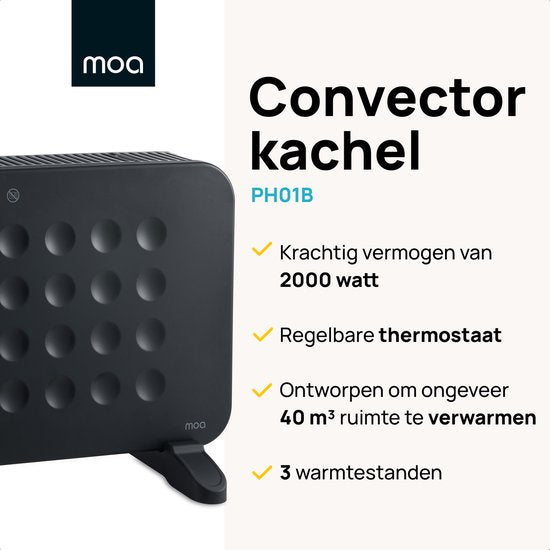 MOA Convector Kachel - Portable Heater - Elektrische heater - Zwart