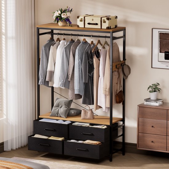 Casamoda Kledingkast - Wandgarderobe - Kledingrek - Kleerkast - Kapstok - Goud Eiken - 100 x 40 x 180 cm