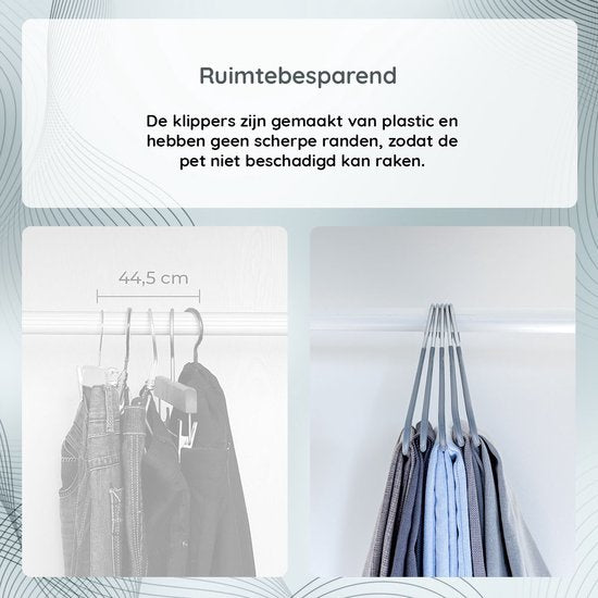 Nancy's Toscanella Luxe Broekhangers - Set van 15 - Kledinghangers - Anti-slip - Metaal - Grijs