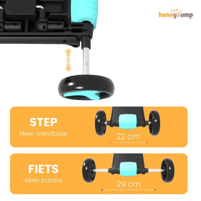 Nancy's HoneyBump Swifty Loopfiets - Kinderstep - Driewieler - Step In 3 hoogtes verstelbaar - Blauw