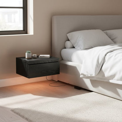 Casamoda Zwevend Nachtkastje - Set van 2 - Verstelbare LED-Verlichting - Zwart - ± 40 x 35 x 20 cm