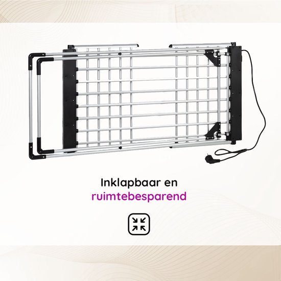 Eleganca Elektrisch Droogrek - Verwarmd Wasrek - Timer met Touchscreen - Veiligheidssensor - Zilver - 230W
