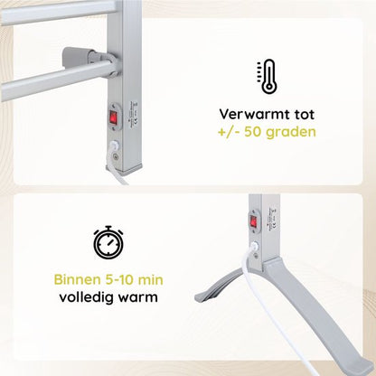 Eleganca Elektrisch Droogrek - Verwarmd Droogrek - Hangend of Staand - 220-240V - 150W - Zilver