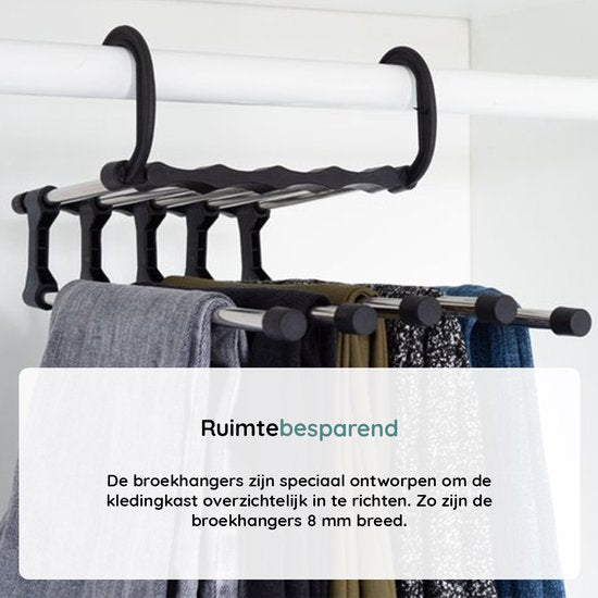 Nancy's Toscana Luxe broekhangers - 10 in 1 - Multifunctionele pantalonhanger - Zilver / Zwart