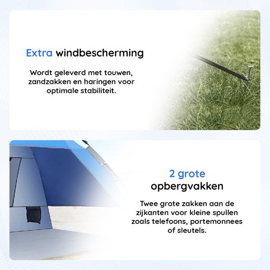 Nancy's Eastwall Standtent - Pop-up Campingtent - 3 tot 4 personen - Blauw - 215 × 155 × 135 cm