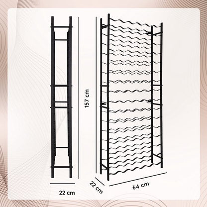 Eleganca Wijnrek - Wijnmeubel - Flessenrek - 96 Flessen - Zwart - Staal - ± 65 x 20 x 160 cm