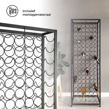 Eleganca Modern Wijnrek XL - Voor 108 flessen - Zwart - Staal - ± 65 x 25 x 190 cm