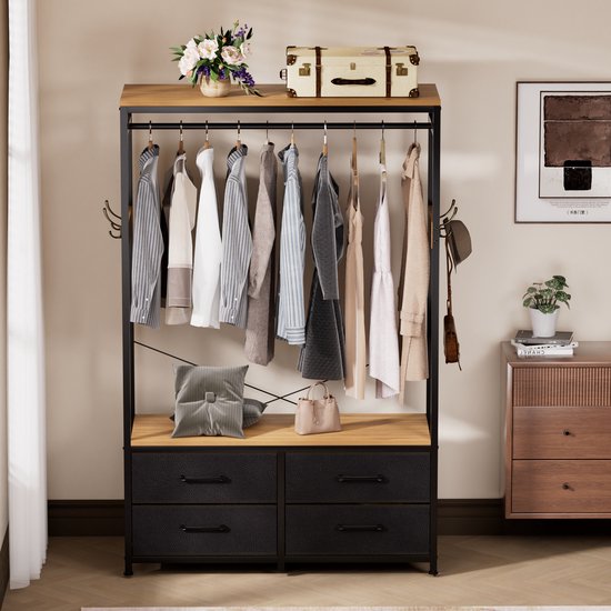Casamoda Kledingkast - Wandgarderobe - Kledingrek - Kleerkast - Kapstok - Goud Eiken - 100 x 40 x 180 cm