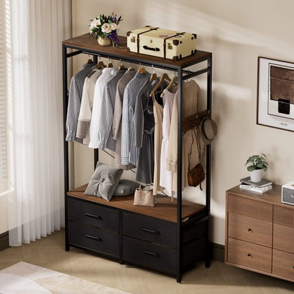 Casamoda Kledingkast - Wandgarderobe - Kledingrek - Kleerkast - Kapstok - Walnoot - 100 x 40 x 180 cm