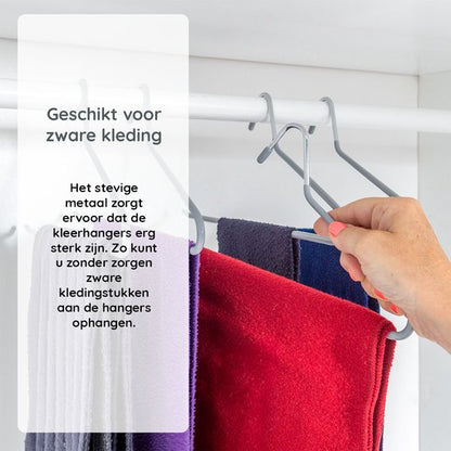 Nancy's Toscanella Luxe Broekhangers - Set van 15 - Kledinghangers - Anti-slip - Metaal - Grijs