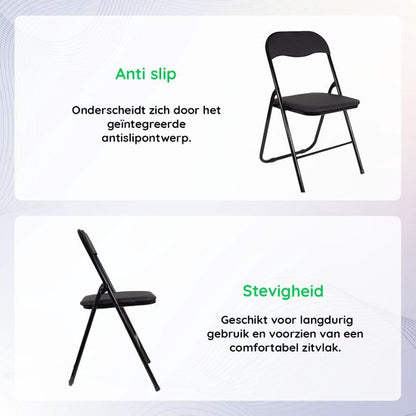 Eastwall Folding Chairs Premium - Lot de 6 chaises - Chaise pliante - Noir