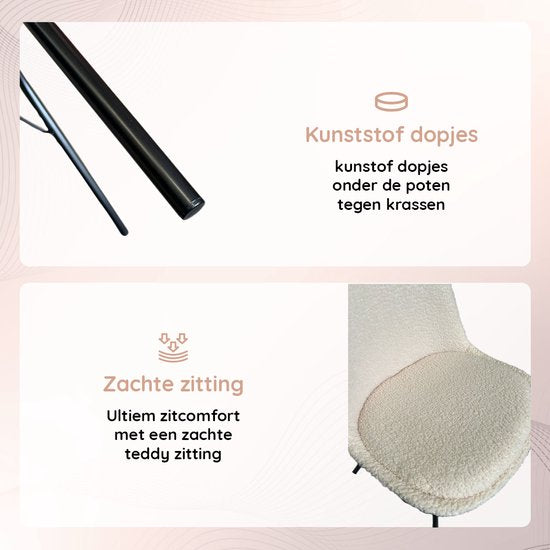 Casamoda Eetkamerstoelen - Set van 4 - Keukenstoelen - Beige - Teddy