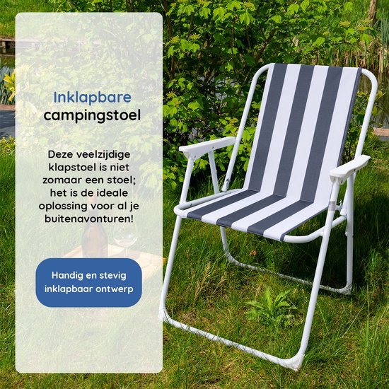 Nancy's Bathurst Campingstoel - Vouwstoel - Strandstoel - Opvouwbaar Wit/Blauw