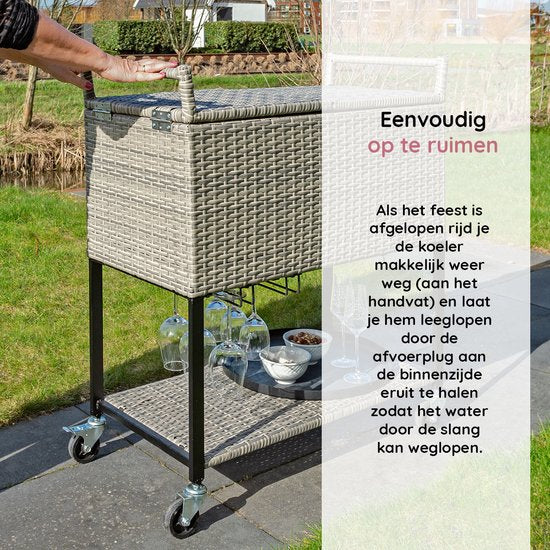 AXI Country Cooler Wicker Bruin - Koelbox met wielen - 76L inhoud - Koelbox met aftapkraan