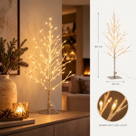 Nancy's Kristmar Decoratieve Kerstboom met LED Verlichting - Metalen Kerstboom - Verlichte Decoratieboom - Kerstversiering - 60 cm
