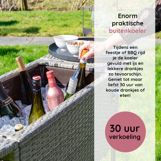 AXI Country Cooler Wicker Bruin - Koelbox met wielen - 76L inhoud - Koelbox met aftapkraan