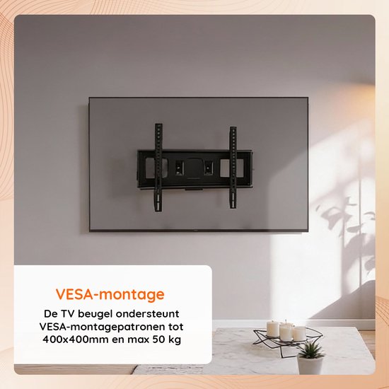 Nancy's Eleganca TV Beugel - TV Wall Mount - TV Muurbeugel geschikt voor 32-60 Inch TV’s – +/- 15° Kantelbaar - Zwart - Staal