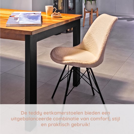 Casamoda Eetkamerstoelen - Set van 4 - Keukenstoelen - Beige - Teddy
