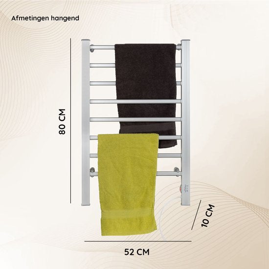 Eleganca Elektrisch Droogrek - Verwarmd Droogrek - Hangend of Staand - 220-240V - 150W - Zilver