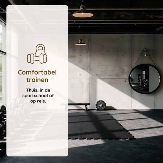 Eleganca Puzzelmat - Fitnessmat - Foam Mat - Rubber Tegels - Fitnesstegels - Fitness Vloermatten - 18 stuks - Zwart