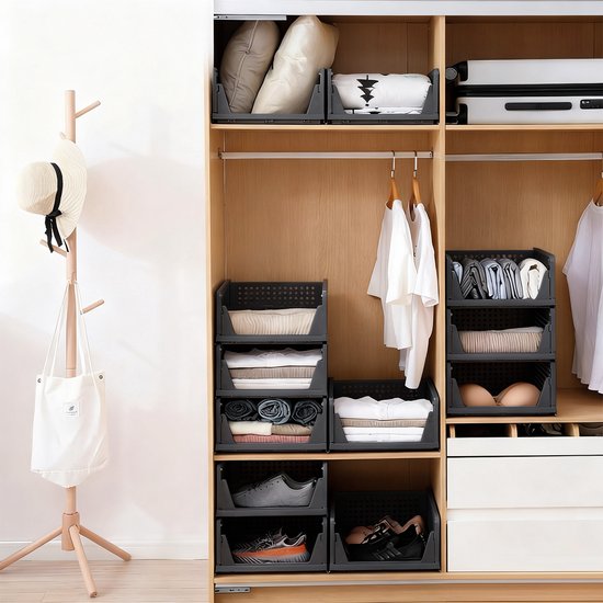 Eleganca Kastorganizers - Ladeboxen - Opbergboxen - Set van 3 - Zwart - ± 40 x 35 x 55 cm