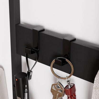 Casamoda Wandgarderobe - Garderoberek - Kapstok met Schoenenrek - Metaal / Hout - Zwart - 80 x 40 x 180 cm