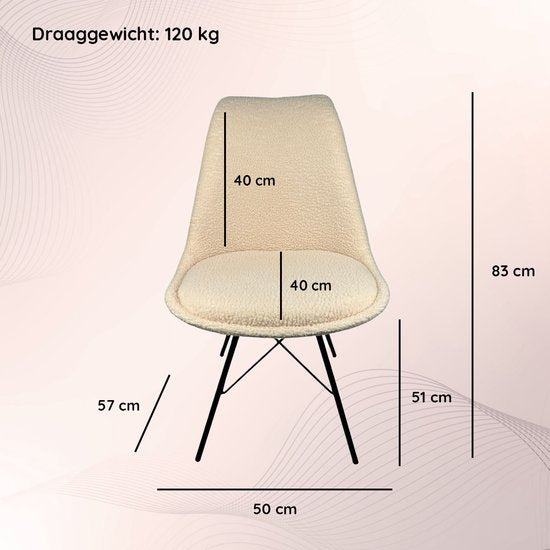 Casamoda Eetkamerstoelen - Set van 4 - Keukenstoelen - Beige - Teddy