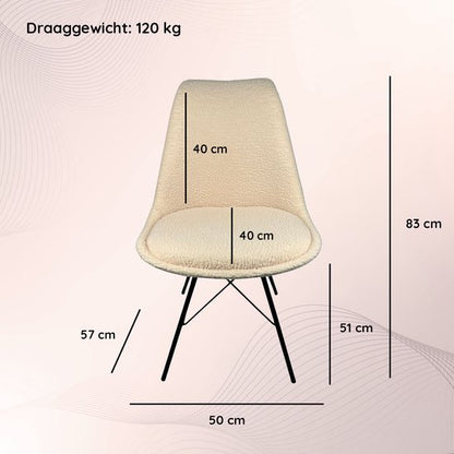 Casamoda Eetkamerstoelen - Set van 4 - Keukenstoelen - Beige - Teddy