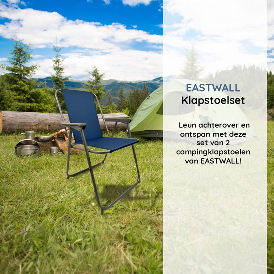EASTWALL Opvouwbare Kampeerstoel - Campingstoel - Klapstoel - Visstoel - Blauw