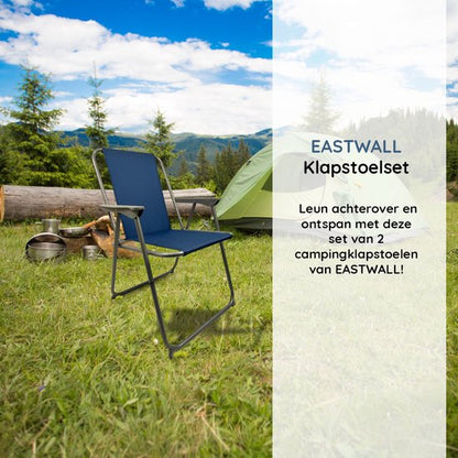 EASTWALL Opvouwbare Kampeerstoel - Campingstoel - Klapstoel - Visstoel - Blauw