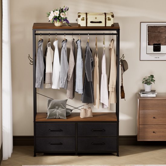 Casamoda Kledingkast - Wandgarderobe - Kledingrek - Kleerkast - Kapstok - Walnoot - 100 x 40 x 180 cm