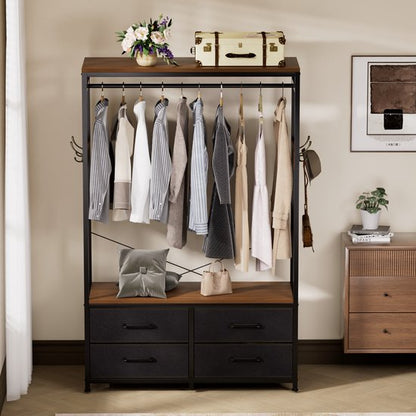 Casamoda Kledingkast - Wandgarderobe - Kledingrek - Kleerkast - Kapstok - Walnoot - 100 x 40 x 180 cm
