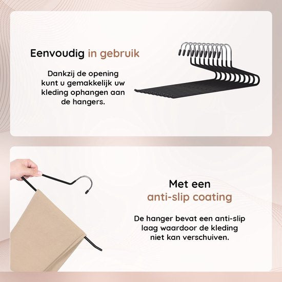 Nancy's Toscanella Luxe Broekhangers - Set van 15 - Kledinghangers - Anti-slip - Metaal - Zwart