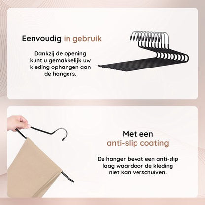 Nancy's Toscanella Luxe Broekhangers - Set van 15 - Kledinghangers - Anti-slip - Metaal - Zwart