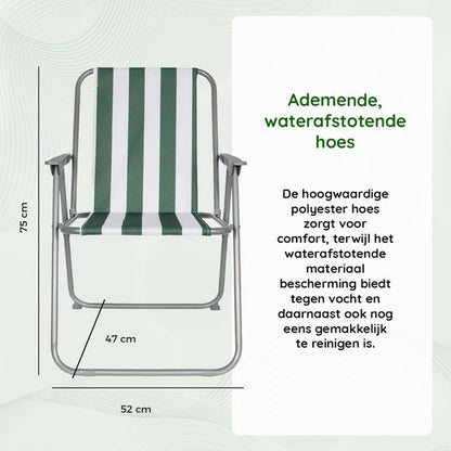 EASTWALL Campingstoel - Opvouwbare Klapstoel - Vouwstoel - Waterafstotende Hoes - Groen / Wit