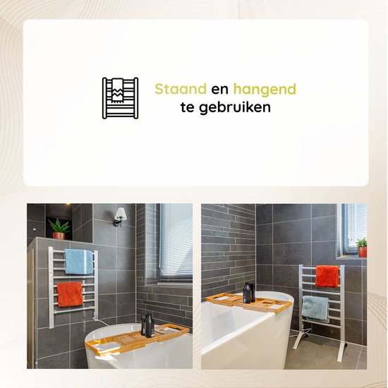 Eleganca Elektrisch Droogrek - Verwarmd Droogrek - Hangend of Staand - 220-240V - 150W - Zilver