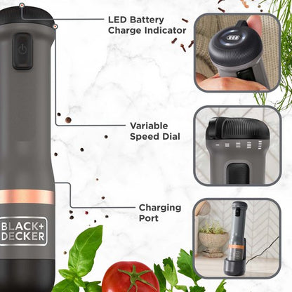 Nancy's BLACK+DECKER KitchenWand 6 in 1 Draadloze Staafmixer - Staafmixer Set - Multifunctioneel - Accu -Zwart