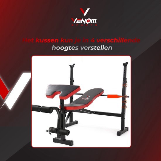 Nancy's Venom Sports Fitnessbank - Halterbank - Krachtstation - Multifunctioneel - Inklapbaar - Verstelbaar