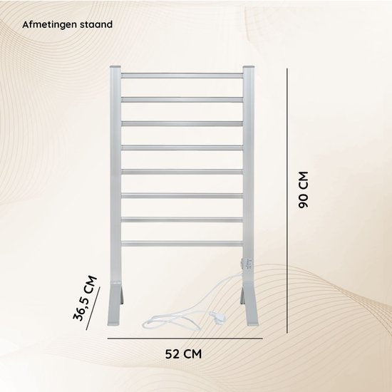 Eleganca Elektrisch Droogrek - Verwarmd Droogrek - Hangend of Staand - 220-240V - 150W - Zilver