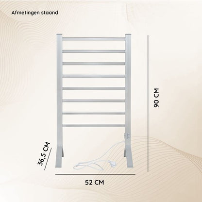 Eleganca Elektrisch Droogrek - Verwarmd Droogrek - Hangend of Staand - 220-240V - 150W - Zilver